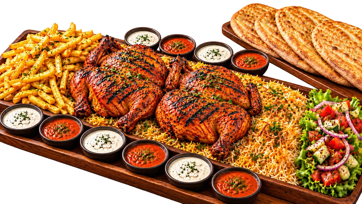 Shinwari family platter at Kandahar Kabab